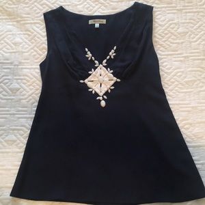 Beth Bowley Navy Sleeveless Silk Top